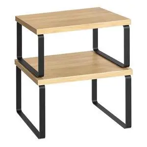 Cabinet Organizer Shelf, Set of 2, Kitchen Countertop Organizer, Kitchen Countertop Shelf, Spice Rack for Counter, Stackable, Expandable for Cabinet, Kitchen, Natural and Black BN33TL01 Cabinet Organizer Shelf, Set of 2, Kitchen Countertop Organizer, Kitchen Countertop Shelf, Spice Rack for Counter, Stackable, Expandable for Cabinet, Kitchen, Natural and Black BN33TL01