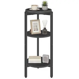 Small Round Side Table, 3-Tier Tall Coffee Drink Table for Sofa Couch, 28.7" H Slim Nightstand, Circle Accent End Table for Living Room, Corner, Bedroom, Black BB182BZ01 Small Round Side Table, 3-Tier Tall Coffee Drink Table for Sofa Couch, 28.7" H Slim Nightstand, Circle Accent End Table for Living Room, Corner, Bedroom, Black BB182BZ01