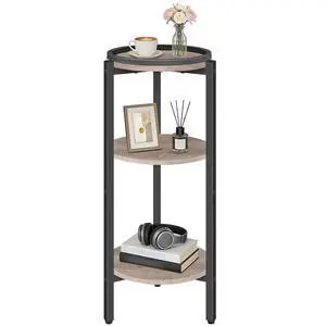 Small Round Side Table, 3-Tier Tall Coffee Drink Table for Sofa Couch, 28.7" H Slim Nightstand, Circle Accent End Table for Living Room, Corner, Bedroom, Greige BG182BZ01 Small Round Side Table, 3-Tier Tall Coffee Drink Table for Sofa Couch, 28.7" H Slim Nightstand, Circle Accent End Table for Living Room, Corner, Bedroom, Greige BG182BZ01