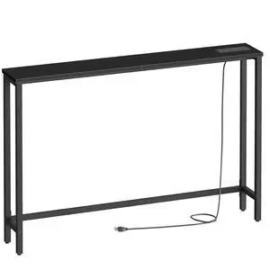 47.2" Narrow Console Table with Power Outlet, 5.9" Behind Couch Table with Charging Station, Long Sofa Side Table, Skinny Entryway Table for Living Room, Hallway, Foyer, Black BB15XG01G1 47.2" Narrow Console Table with Power Outlet, 5.9" Behind Couch Table with Charging Station, Long Sofa Side Table, Skinny Entryway Table for Living Room, Hallway, Foyer, Black BB15XG01G1