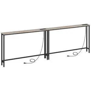 2 Pack 47.2" Narrow Console Table with Power Outlets, 5.9" Behind Couch Table with Charging Station, Extra Long Sofa Table, Skinny Entryway Table for Living Room, Hallway, Greige BG15XGP201G1 2 Pack 47.2" Narrow Console Table with Power Outlets, 5.9" Behind Couch Table with Charging Station, Extra Long Sofa Table, Skinny Entryway Table for Living Room, Hallway, Greige BG15XGP201G1