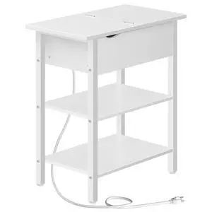 End Table with Charging Station, Narrow Side Table, Flip Top Nightstand with USB Ports and Outlets, Bedside Tables with Shelf for Small Spaces, Living Room, White WT341BZ01 End Table with Charging Station, Narrow Side Table, Flip Top Nightstand with USB Ports and Outlets, Bedside Tables with Shelf for Small Spaces, Living Room, White WT341BZ01