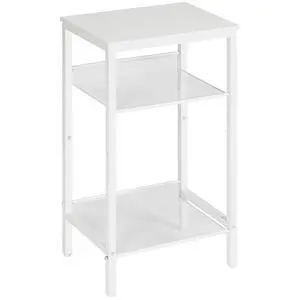 Tall Side Table, 3-Tier Telephone End Table with Adjustable Mesh Shelves, Small Entryway Table with Storage, Small Nightstand for Living Room, Bedroom, Hallway, Office, White WW01DH01G1 Tall Side Table, 3-Tier Telephone End Table with Adjustable Mesh Shelves, Small Entryway Table with Storage, Small Nightstand for Living Room, Bedroom, Hallway, Office, White WW01DH01G1
