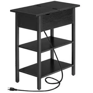 Side Table, Flip End Table with Charging Station and Shelves, USB Ports & Power Outlets, Narrow Nightstand for Small Spaces, Stable and Sturdy, for Living Room, Black BK341BZ01 Side Table, Flip End Table with Charging Station and Shelves, USB Ports & Power Outlets, Narrow Nightstand for Small Spaces, Stable and Sturdy, for Living Room, Black BK341BZ01