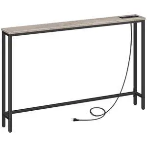 47.2" Narrow Console Table with Power Outlets, 5.9" Behind Couch Table with Charging Station, Narrow Sofa Table, Long Entryway Table for Living Room, Hallway, Foyer, Greige BG15XG01G1 47.2" Narrow Console Table with Power Outlets, 5.9" Behind Couch Table with Charging Station, Narrow Sofa Table, Long Entryway Table for Living Room, Hallway, Foyer, Greige BG15XG01G1