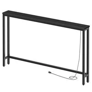 55.1" Narrow Console Table with Power Outlets, 5.9" Behind Couch Table with Charging Station, Long Sofa Table, Skinny Entryway Table for Living Room, Hallway, Foyer, Black BB145UXG01 55.1" Narrow Console Table with Power Outlets, 5.9" Behind Couch Table with Charging Station, Long Sofa Table, Skinny Entryway Table for Living Room, Hallway, Foyer, Black BB145UXG01