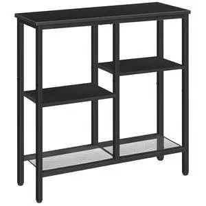 Narrow Console Table, Sofa Table, 4-Tier Industrial Entryway Table with Metal Mesh Shelf, Hallway Table with Adjustable Feet, for Entryway, Living Room, Hallway, Black BB79XG01 Narrow Console Table, Sofa Table, 4-Tier Industrial Entryway Table with Metal Mesh Shelf, Hallway Table with Adjustable Feet, for Entryway, Living Room, Hallway, Black BB79XG01