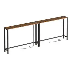 2 Pack 5.9" Narrow Console Table with Power Outlets, 47.2" Behind Couch Table with Charging Station, Long Sofa Side Table, Skinny Entryway Table for Living Room, Rustic Brown BF15XGP201G1 2 Pack 5.9" Narrow Console Table with Power Outlets, 47.2" Behind Couch Table with Charging Station, Long Sofa Side Table, Skinny Entryway Table for Living Room, Rustic Brown BF15XGP201G1