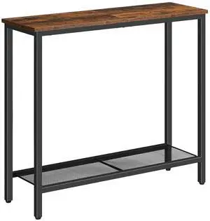 29.5" Narrow Console Table, Small Entryway Table with Shelf, 2 Tier Thin Sofa Table, Behind Couch Table, Side Table, for Hallway, Living Room, Bedroom, Rustic Brown and Black BF74XG01 29.5" Narrow Console Table, Small Entryway Table with Shelf, 2 Tier Thin Sofa Table, Behind Couch Table, Side Table, for Hallway, Living Room, Bedroom, Rustic Brown and Black BF74XG01