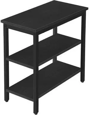 End Table, Simple Rustic Side Table with 3-Tier Storage Shelf, Narrow Nightstand for Small Spaces, Easy Assembly, for Living Room, Bedroom, Metal, Industrial Design, Black BB14BZ01 End Table, Simple Rustic Side Table with 3-Tier Storage Shelf, Narrow Nightstand for Small Spaces, Easy Assembly, for Living Room, Bedroom, Metal, Industrial Design, Black BB14BZ01