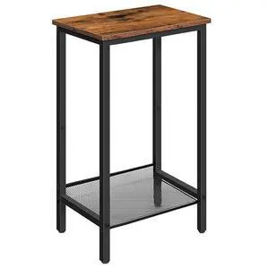 Tall Side Table, Industrial End Telephone Table with Adjustable Mesh Shelves, Small Tall Nightstand for Living Room, Bedroom, Entryway, Office, Rustic Brown and Black BF03DH01 Tall Side Table, Industrial End Telephone Table with Adjustable Mesh Shelves, Small Tall Nightstand for Living Room, Bedroom, Entryway, Office, Rustic Brown and Black BF03DH01