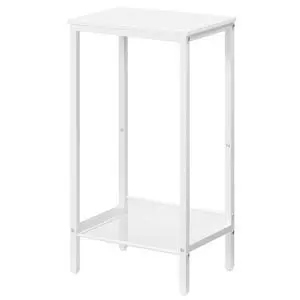 Tall Side Table, Industrial End Telephone Table with Adjustable Mesh Shelves, Small Tall Nightstand for Living Room, Bedroom, Entryway, Office, White WW03DH01 Tall Side Table, Industrial End Telephone Table with Adjustable Mesh Shelves, Small Tall Nightstand for Living Room, Bedroom, Entryway, Office, White WW03DH01
