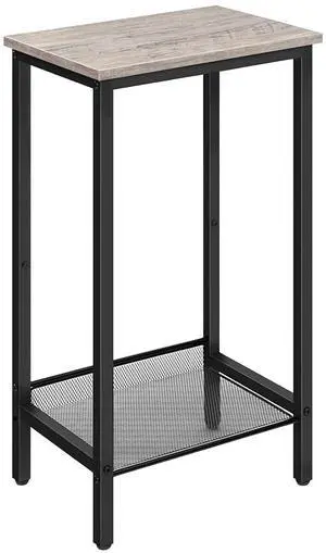 Tall Side Table, Industrial End Telephone Table with Adjustable Mesh Shelves, Small Tall Nightstand for Living Room, Bedroom, Entryway, Office, Greige BG03DH01 Tall Side Table, Industrial End Telephone Table with Adjustable Mesh Shelves, Small Tall Nightstand for Living Room, Bedroom, Entryway, Office, Greige BG03DH01
