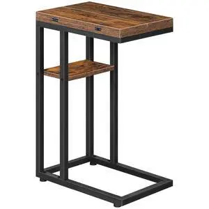 Foldable C Shaped End Table, C Shaped Side Table with Storage Shelf, Small Snack Table, Slide Under Couch Table for Sofa, Living Room Bedroom Small Spaces Easy Assembly, Rustic Brown BF29SF01 Foldable C Shaped End Table, C Shaped Side Table with Storage Shelf, Small Snack Table, Slide Under Couch Table for Sofa, Living Room Bedroom Small Spaces Easy Assembly, Rustic Brown BF29SF01