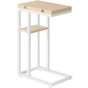 Foldable C Shaped End Table, C Shaped Side Table with Storage Shelf, Small Snack Table, Slide Under Couch Table for Sofa, Living Room Bedroom Small Spaces Easy Assembly, Natural WN29SF01 Foldable C Shaped End Table, C Shaped Side Table with Storage Shelf, Small Snack Table, Slide Under Couch Table for Sofa, Living Room Bedroom Small Spaces Easy Assembly, Natural WN29SF01
