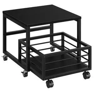 End Table, Mini Fridge Stand with Storage, Mini Fridge Table with Wheels and Adjustable Feet, Sturdy Metal Frame, for Living Room, Bedroom, Office, Black BB155TL01 End Table, Mini Fridge Stand with Storage, Mini Fridge Table with Wheels and Adjustable Feet, Sturdy Metal Frame, for Living Room, Bedroom, Office, Black BB155TL01