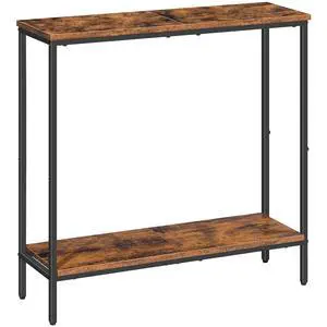 29.5" L Narrow Console Table, Sofa Table Behind Couch with 2-Tier Storage Display Shelves, 8.7" D Small Entryway Table for Hallway, Foyer, Living Room, Bedroom, Rustic Brown and Black BF22XG01 29.5" L Narrow Console Table, Sofa Table Behind Couch with 2-Tier Storage Display Shelves, 8.7" D Small Entryway Table for Hallway, Foyer, Living Room, Bedroom, Rustic Brown and Black BF22XG01