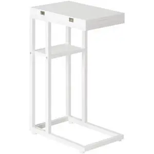 Foldable C Shaped End Table, C Shaped Side Table with Storage Shelf, Small Snack Table, Slide Under Couch Table for Sofa, Living Room Bedroom Small Spaces Easy Assembly, White WW29SF01 Foldable C Shaped End Table, C Shaped Side Table with Storage Shelf, Small Snack Table, Slide Under Couch Table for Sofa, Living Room Bedroom Small Spaces Easy Assembly, White WW29SF01