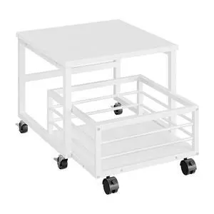 End Table, Mini Fridge Stand with Storage, Mini Fridge Table with Wheels and Adjustable Feet, Sturdy Metal Frame, for Living Room, Bedroom, Office, White WW155TL01 End Table, Mini Fridge Stand with Storage, Mini Fridge Table with Wheels and Adjustable Feet, Sturdy Metal Frame, for Living Room, Bedroom, Office, White WW155TL01