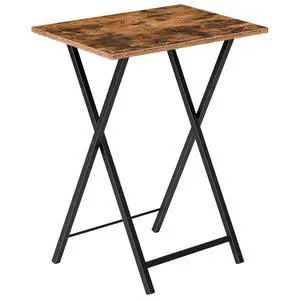 Folding TV Table, TV Tray, Stable Snack Table for Small Space, Portable Sofaside Desk, Easy Assembly and Storage, Ideal for Snacks and Meals in Living Room, Rustic Brown and Black BF15BZ01 Folding TV Table, TV Tray, Stable Snack Table for Small Space, Portable Sofaside Desk, Easy Assembly and Storage, Ideal for Snacks and Meals in Living Room, Rustic Brown and Black BF15BZ01