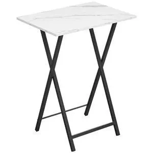 Folding TV Tray, Stable Snack Table for Small Space, Portable Sofa Side Table, Easy Assembly and Storage, Ideal for Snacks and Meals in Living Room, Marble and Black BW15BZ01 Folding TV Tray, Stable Snack Table for Small Space, Portable Sofa Side Table, Easy Assembly and Storage, Ideal for Snacks and Meals in Living Room, Marble and Black BW15BZ01