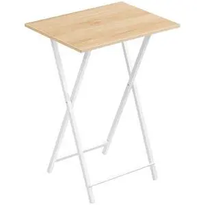 Folding TV Table, TV Tray, Stable Snack Table for Small Space, Portable Sofaside Desk, Easy Assembly and Storage, Ideal for Snacks and Meals in Living Room, Natural and White, WN15BZ01 Folding TV Table, TV Tray, Stable Snack Table for Small Space, Portable Sofaside Desk, Easy Assembly and Storage, Ideal for Snacks and Meals in Living Room, Natural and White, WN15BZ01