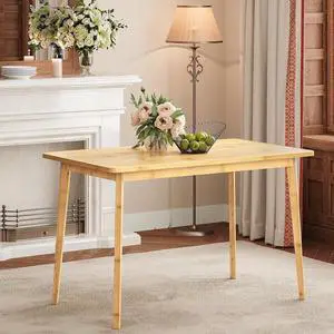 Dining Table, Bamboo Dining Room Table for 4-6, 47.2" Rectangle Kitchen Table, Easy to Assemble, for Dining Room, Living Room, Office, Kitchen, Apartment, Natural YL120CZ01 Dining Table, Bamboo Dining Room Table for 4-6, 47.2" Rectangle Kitchen Table, Easy to Assemble, for Dining Room, Living Room, Office, Kitchen, Apartment, Natural YL120CZ01