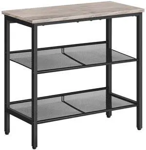 Side Table, 3-Tier Narrow End Table, Nightstand with 2 Flat or Slant Adjustable Shelves for Small Spaces, Hallway, Living Room, Bedroom, Sturdy, Easy Assembly, Greige and Black BG23BZ01G1 Side Table, 3-Tier Narrow End Table, Nightstand with 2 Flat or Slant Adjustable Shelves for Small Spaces, Hallway, Living Room, Bedroom, Sturdy, Easy Assembly, Greige and Black BG23BZ01G1