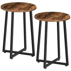 Side Tables Set of 2, Round End Accent Tables with Sturdy Metal Pedestal, 15.7" Round Nightstands, for Living Room, Bedroom, Balcony, Office, Rustic Brown BF95BZP201 Side Tables Set of 2, Round End Accent Tables with Sturdy Metal Pedestal, 15.7" Round Nightstands, for Living Room, Bedroom, Balcony, Office, Rustic Brown BF95BZP201
