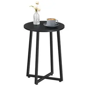Side Table, Round End Accent Table with Sturdy Metal Pedestal, 15.7" Round Nightstand, for Living Room, Bedroom, Balcony, Office, Black BB95BZ01 Side Table, Round End Accent Table with Sturdy Metal Pedestal, 15.7" Round Nightstand, for Living Room, Bedroom, Balcony, Office, Black BB95BZ01