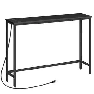 Narrow Console Table with Power Outlets, 44.9 Inches Sofa Table, Slim Behind Couch Table, Entryway Table with Display Shelf, for Living Room, Foyer, Hallway, Black BB114UXG01 Narrow Console Table with Power Outlets, 44.9 Inches Sofa Table, Slim Behind Couch Table, Entryway Table with Display Shelf, for Living Room, Foyer, Hallway, Black BB114UXG01
