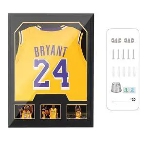 Jersey Frame Display Cases, Jersey Frame with Picture Slots, Jersey Shadow Box Display Case, 98% UV Protection, Football, Basketball (1 Pack, Black&Gold) Jersey Frame Display Cases, Jersey Frame with Picture Slots, Jersey Shadow Box Display Case, 98% UV Protection, Football, Basketball (1 Pack, Black&Gold)