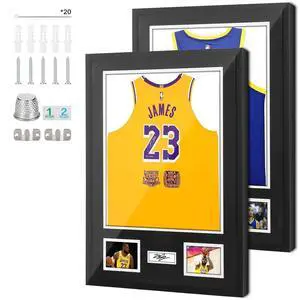 Jersey Frame Display Cases, Jersey Frame with Pictures Photos Slots, Jersey Shadow Box Shirt Wall Display Case, Signature Display, 98% UV Protection, Football Basketball Soccer (2 Pack) Jersey Frame Display Cases, Jersey Frame with Pictures Photos Slots, Jersey Shadow Box Shirt Wall Display Case, Signature Display, 98% UV Protection, Football Basketball Soccer (2 Pack)