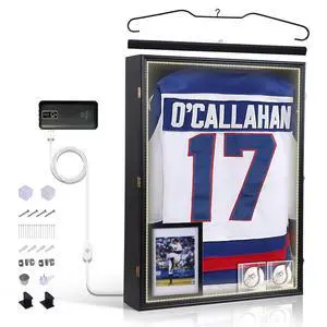 XL Jersey Frame Display Case with Light, Hockey Jacket Football Jersey T Shirt Display, 28x37 inch Extra Large Deep Jersey Shadow Box, Baseball Case, UV Protection, Acrylic (LED Extra Large) XL Jersey Frame Display Case with Light, Hockey Jacket Football Jersey T Shirt Display, 28x37 inch Extra Large Deep Jersey Shadow Box, Baseball Case, UV Protection, Acrylic (LED Extra Large)