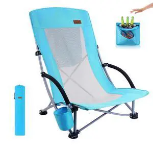 Beach Chair, Sling Sand River Chairs for Adults, Sillas De Playa, Beach Seat with Cooler High Back, Cup Holder & Carry Bag, Outdoor, Camping, Beach, Travel, Picnic, Festival (One Blue) Beach Chair, Sling Sand River Chairs for Adults, Sillas De Playa, Beach Seat with Cooler High Back, Cup Holder & Carry Bag, Outdoor, Camping, Beach, Travel, Picnic, Festival (One Blue)