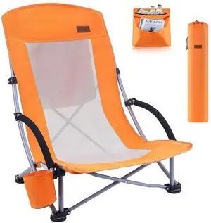 Beach Chair, Sling Sand River Chairs for Adults, Sillas De Playa, Beach Seat with Cooler High Back, Cup Holder & Carry Bag, Outdoor, Camping, Beach, Travel, Picnic, Festival (One Orange) Beach Chair, Sling Sand River Chairs for Adults, Sillas De Playa, Beach Seat with Cooler High Back, Cup Holder & Carry Bag, Outdoor, Camping, Beach, Travel, Picnic, Festival (One Orange)
