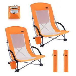 Beach Chair, Beach Chairs for Adults 2 Pack w/Cooler Compact High Back, Cup Holder & Carry Bag & Heavy Duty Outdoor, Camping, BBQ, Travel, Picnic, Festival (Set of 2 Orange) Beach Chair, Beach Chairs for Adults 2 Pack w/Cooler Compact High Back, Cup Holder & Carry Bag & Heavy Duty Outdoor, Camping, BBQ, Travel, Picnic, Festival (Set of 2 Orange)
