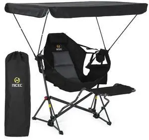 Hammock Chair with Canopy & Footrest, Portable Swinging Camping Chair with Shade, Folding Rocking Umbrella Chair, Detachable Footrest, Cup Holder, Carry Bag for Camping, Beach (1 Pack) Hammock Chair with Canopy & Footrest, Portable Swinging Camping Chair with Shade, Folding Rocking Umbrella Chair, Detachable Footrest, Cup Holder, Carry Bag for Camping, Beach (1 Pack)