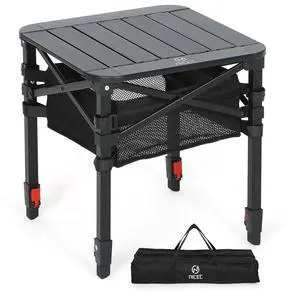 Aluminum Square Side Table, Adjustable Height Folding Compact Camping Table, Lightweight Collapsible Table with Roll-up Tabletop, Carry Bag, for Outdoor, Picnic, backyards, BBQ (16'' Small) Aluminum Square Side Table, Adjustable Height Folding Compact Camping Table, Lightweight Collapsible Table with Roll-up Tabletop, Carry Bag, for Outdoor, Picnic, backyards, BBQ (16'' Small)