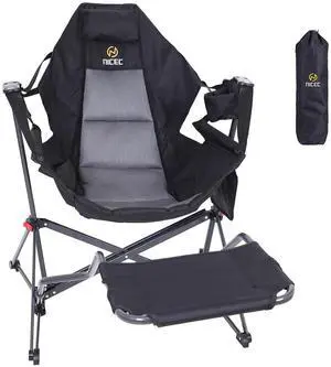 Hammock Camping Chair with Footrest, Swinging Camping Chair Rocker, High Back Chairs with Stand, Cup Holder, Side Pocket, Heavy Duty (1 Pack, Black) Hammock Camping Chair with Footrest, Swinging Camping Chair Rocker, High Back Chairs with Stand, Cup Holder, Side Pocket, Heavy Duty (1 Pack, Black)