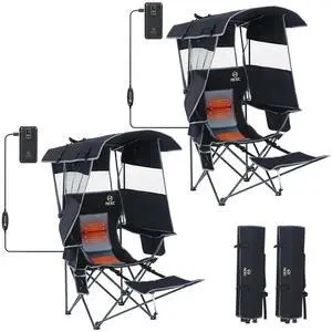 Chair with Canopy, Heated Camping Chair with Battery, Outdoor Sports Chairs with Shade, Heated Folding Umbrella Lawn Chairs, with Removable Footrest (2-Pack) Chair with Canopy, Heated Camping Chair with Battery, Outdoor Sports Chairs with Shade, Heated Folding Umbrella Lawn Chairs, with Removable Footrest (2-Pack)