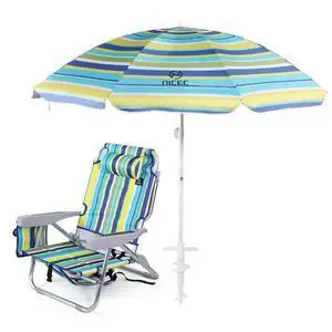 Beach Chair with Umbrella, Backpack Stripe Beach Chair for Adults, Sand Chair, High Back Lake Chairs, Sillas De Playa with Cooler, Cup Holder & Heavy Duty (Set of 1) Beach Chair with Umbrella, Backpack Stripe Beach Chair for Adults, Sand Chair, High Back Lake Chairs, Sillas De Playa with Cooler, Cup Holder & Heavy Duty (Set of 1)