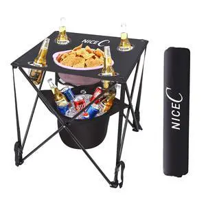 Camping Cooler with Table, Canvas Table, Tailgating & Beach Tables, Ultralight Compact with Carry Bag for Outdoor, Portable Drink Table Picnic Camping Cooler with Table, Canvas Table, Tailgating & Beach Tables, Ultralight Compact with Carry Bag for Outdoor, Portable Drink Table Picnic