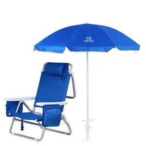 Blue Backpack Beach Chair with Cooler and Umbrella, 5 Position Reclining Beach Chair for Adults, with Cup Holder, Canopy Shade, Cooler Bag, for Outdoor, Camping, Travel, Picnic (1 Pack) Blue Backpack Beach Chair with Cooler and Umbrella, 5 Position Reclining Beach Chair for Adults, with Cup Holder, Canopy Shade, Cooler Bag, for Outdoor, Camping, Travel, Picnic (1 Pack)