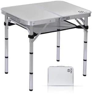 Card Table, Folding Picnic Table, Small Table, Adjustable Height Folding Table, Camping, Outdoor, Portable Lightweight Aluminum, with Carry Handle for Beach, Indoor, Office (Small) Card Table, Folding Picnic Table, Small Table, Adjustable Height Folding Table, Camping, Outdoor, Portable Lightweight Aluminum, with Carry Handle for Beach, Indoor, Office (Small)