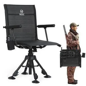 Swivel Hunting Chair, 360 Degree Rotating Silent Hunting Blind Chair, Foldable Deer Turkey Strutter Chairs, with Adjustable Height, Armrest, No-Sink Feet, Shoulder Strap, Cup Holder Swivel Hunting Chair, 360 Degree Rotating Silent Hunting Blind Chair, Foldable Deer Turkey Strutter Chairs, with Adjustable Height, Armrest, No-Sink Feet, Shoulder Strap, Cup Holder