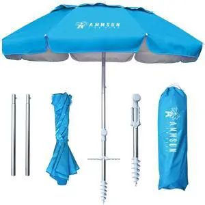 6ft Folded Portable Travel Beach Umbrella with Sand Anchor Tilt Air vent UPF 50+UV Protection Fit In Suitcase Compact Foldable Telescopic umbrellas for Patio Garden Beach Pool Sky Blue 6ft Folded Portable Travel Beach Umbrella with Sand Anchor Tilt Air vent UPF 50+UV Protection Fit In Suitcase Compact Foldable Telescopic umbrellas for Patio Garden Beach Pool Sky Blue
