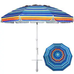 8 Feet Large Beach Umbrella with Sand Anchor Heavy Duty High Wind Portable Outdoor Umbrellas UV 50+ Protection Air Vent Tilt Patio Garden Pool 8 Feet Large Beach Umbrella with Sand Anchor Heavy Duty High Wind Portable Outdoor Umbrellas UV 50+ Protection Air Vent Tilt Patio Garden Pool