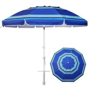 8 Feet Large Beach Umbrella with Sand Anchor Heavy Duty High Wind Portable Outdoor Umbrellas UV 50+ Protection Air Vent Tilt Patio Garden Pool 8 Feet Large Beach Umbrella with Sand Anchor Heavy Duty High Wind Portable Outdoor Umbrellas UV 50+ Protection Air Vent Tilt Patio Garden Pool