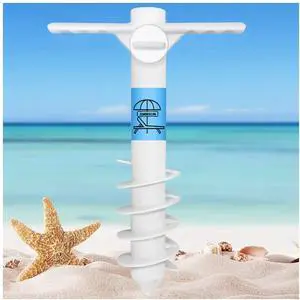 Beach Umbrella Sand Anchor Heavy Duty, Outdoor Umbrellas Base with 5 Spiral Screw, Universal & One Size Fits Most Beach Umbrella, Safe Umbrella Holder Stand Ideal for Strong Winds White Beach Umbrella Sand Anchor Heavy Duty, Outdoor Umbrellas Base with 5 Spiral Screw, Universal & One Size Fits Most Beach Umbrella, Safe Umbrella Holder Stand Ideal for Strong Winds White